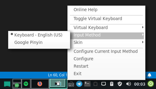 fcitx List of Input Methods